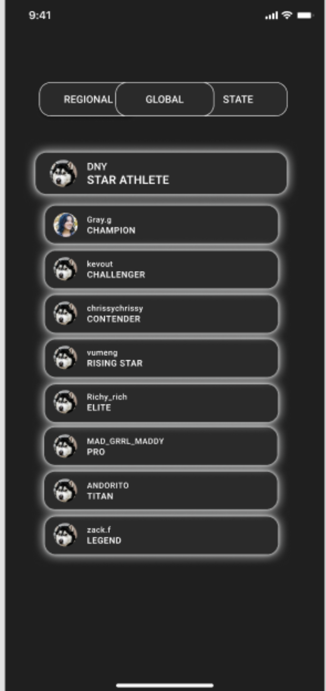 Example BTME leaderboard view on iPhone